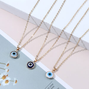 Bulk Alloy Evil Eye Necklace with Gold Plated Pendant – Black Spherical Evil Eye Jewellery