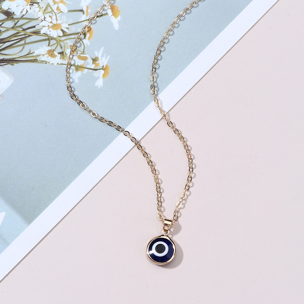 Bulk Alloy Evil Eye Necklace with Gold Plated Pendant - Black Spherical Evil Eye Jewellery