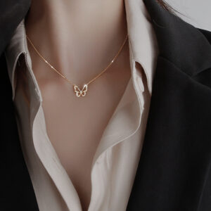 SongYi Well-liked Gold and Silver Plated Girls’s Area of interest Bow Clavicle Necklace