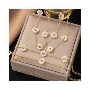 Wholesale Handmade Beaded Flower and Pearl Necklace for Ladies’s Jewellery Throughout Europe and America